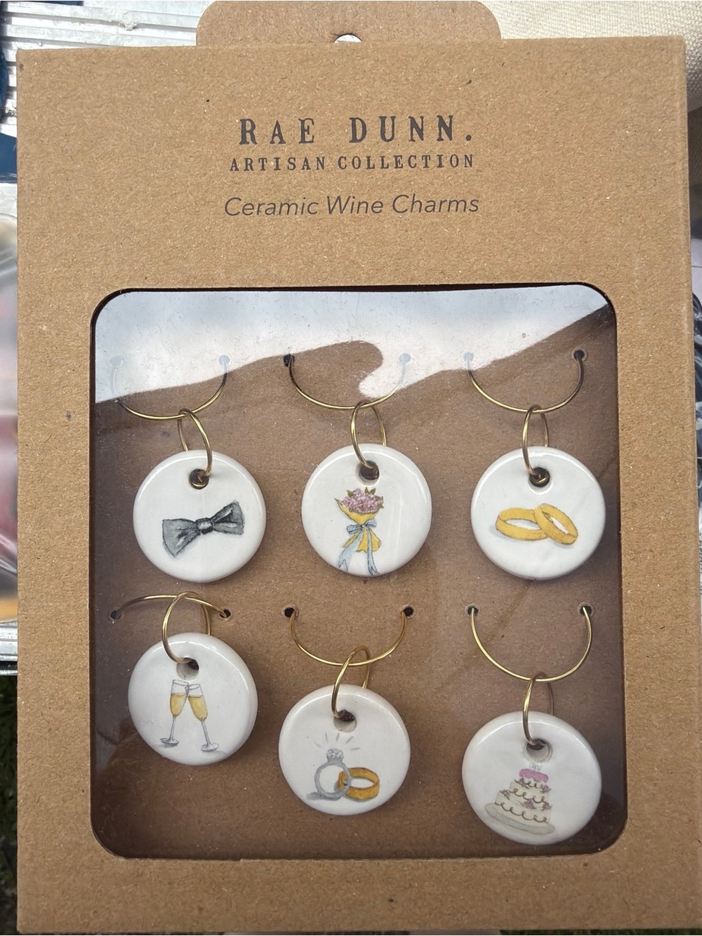 Set of 2 packs of Rae Dunn Artisan Collection Ceramic Wine Charms!